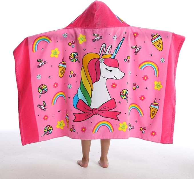 Hooded Towel for Kids, 100% Cotton Soft and Absorbent, Pool Bath Beach Swim Towel Wrap, Bathrobe Coverups for Girls and Boys, Extra Large:30"Ã50"(Unicorn)
