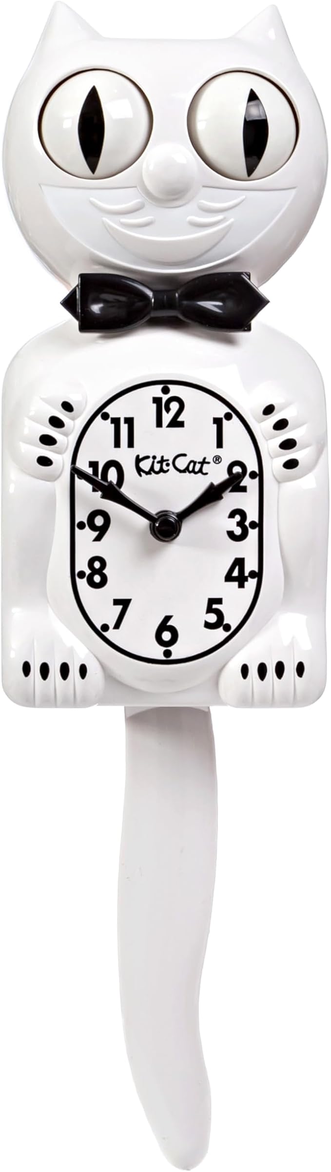 Kit Cat Klock® Limited Edition White - Iconic Retro Cat Clock with Moving Eyes and Tail, Battery Operated Wall Clock, Made in USA, Perfect for Home Decor, Modern Clock, Unique Gift