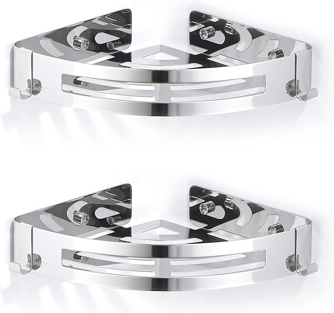 2-Pack Corner Shower Caddy,Wall Mounted Corner Shower Shelf,Shower Rack for Bathroom Silver