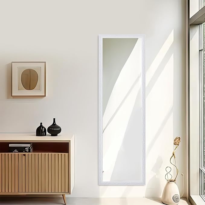 Beauty4U Full Length Mirror Wall Mirror Full Body Dressing Mirror Wall Mounted Hanging for Dorm Home, 50"x 14", White