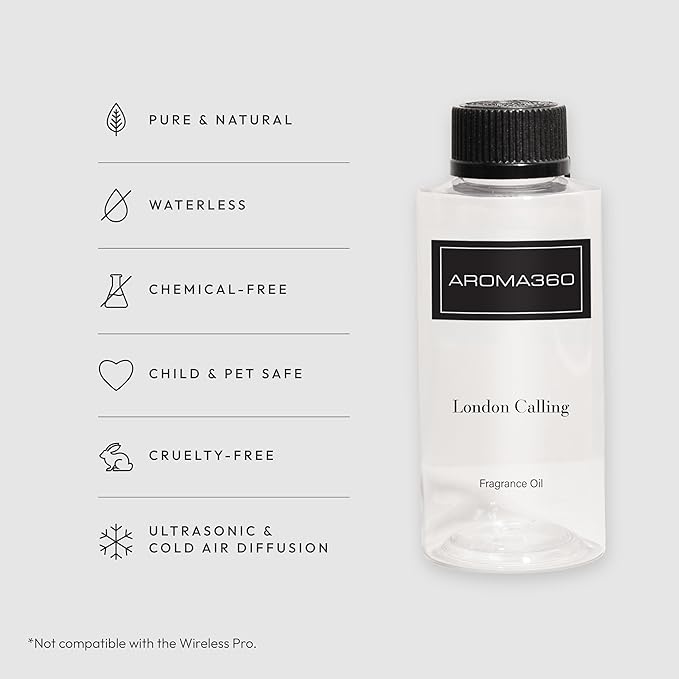 Aroma360 | London Calling Oil Blend | Luxury Aromatherapy Scent Diffuser Oil | White Tea, Cedarwood and Soku Lime, 6.7 fl oz