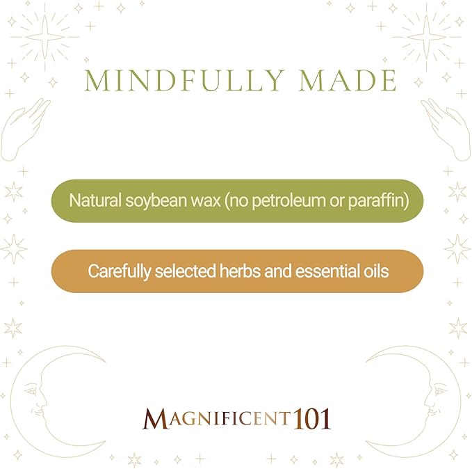 Magnificent 101 Set of 3 Long Lasting Palo Santo Smudge Candles, 42 Hour Burn - 3.5 Oz Each, Made with Soy Wax and Herb, Ideal for House Energy Cleansing, Meditation & Manifestation