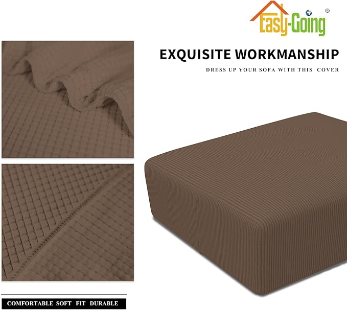 Easy-Going Stretch Square Ottoman Cover 40x40x15 inch Folding Storage Stool Furniture Protector Soft Rectangle slipcover with Elastic Bottom Brown