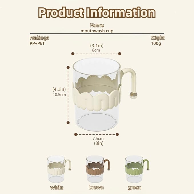 Transparent Mouthwash Cups, Toothbrush Holders, Mug for Mouth-Rinsing, Toothbrush Cups, Plastic Toothbrush and Toothpaste Organizer for Bathroom Vanity,Sink,Countertop (Green)