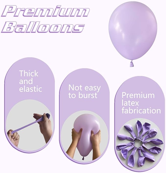Pastel Purple Balloons 145pcs Different Sizes 18 12 10 5 Inches Light Purple Lavender Lilac Latex Balloon Garland Arch for Birthday Baby Shower Wedding Anniversary Party Decorations