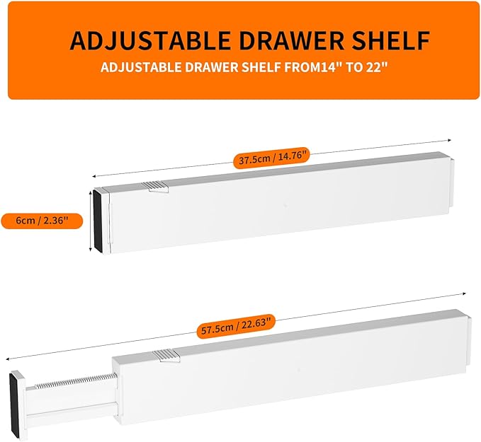 9 Pack Drawer Dividers, 2.36" High, 14.76-22.6" Adjustable Drawer Divider for Clothes, Plastic Dresser Organizer for Bedroom, Closet, Clothes, Office, Kitchen Storage