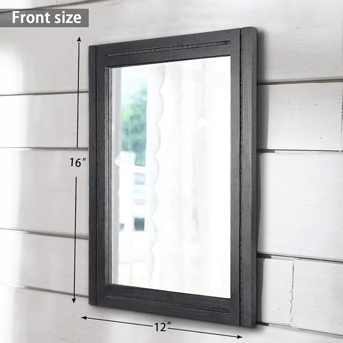 AAZZKANG Black Mirrors for Wall Rectangle Wood Framed Decorative Wall Hanging Mirror for Bedroom Living Room Bathroom Home Entryway