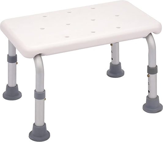 Ginsey RA+ Adjustable Non-Skid Bath Step, White, 300-lb Capacity - Step Stool, Non-Slip, Bathroom, Kitchen, Lightweight