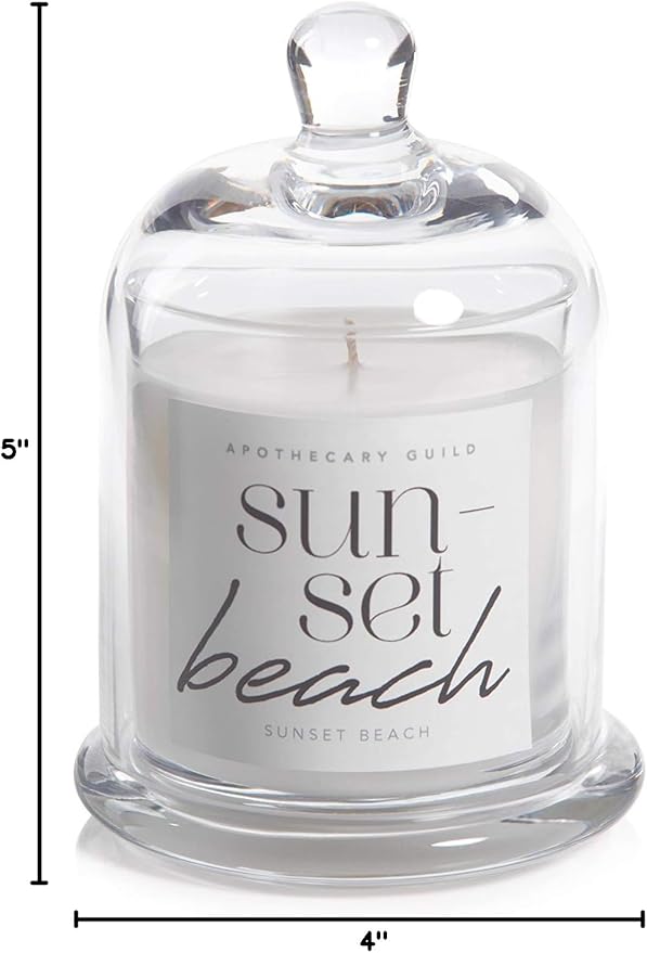 Apothecary Guild Scented Candle Jar w/ Glass Dome Sunset Beach