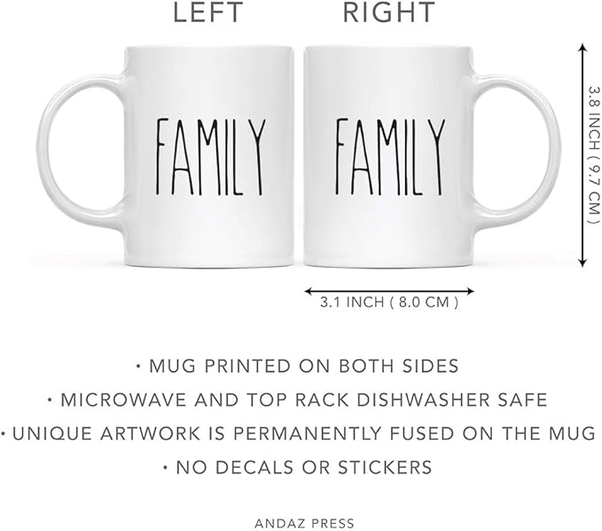 Andaz Press Simple Rustic Farmhouse Kitchen Decor 11oz. Ceramic Coffee Tea Mug, Family, 1-Pack, Includes Gift Box, Minimalist Birthday Christmas Ideas