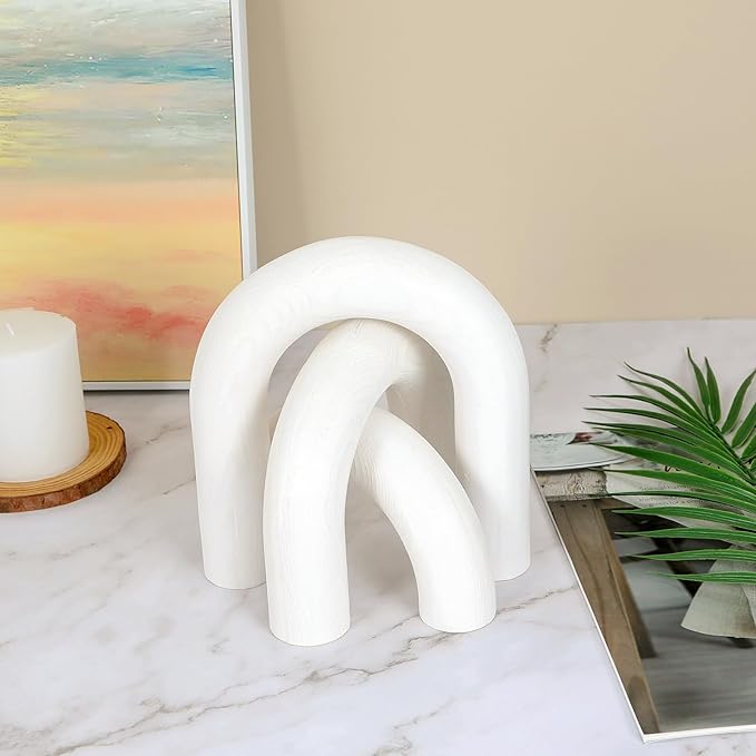 HMASYO 3Pcs Wood Arch Decorative Objects, Coffee Table and Shelf Decor, Neutral Home Accents for Living Room, Modern Table Top Bookshelf Boho Office Aesthetic