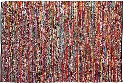 Rug Area Rugs Cotton 3x5 Ft Multicolour Chindi for Livingroom Bedroom Washable RagRug Reversible Farmhouse Kitchen RunnerRug Recycled RunnerRug for Hallway, Entryway 36x60 Inch