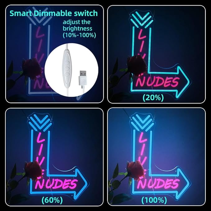 Large Neon Sign (20X15inches), Neon Signs for Man Cave & Home Art Decor,USB Powered LED Neon Lights Signs with Dimmer for Bar Office Hotel Pub Cafe Recreation Room Sign