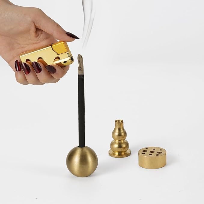 3 pcs Brass Incense Holder,Coil Incense Burner, Incense Cone Burner,3 Styles Brass Incense Sticks Burner for Home Décor, Meditation, Yoga