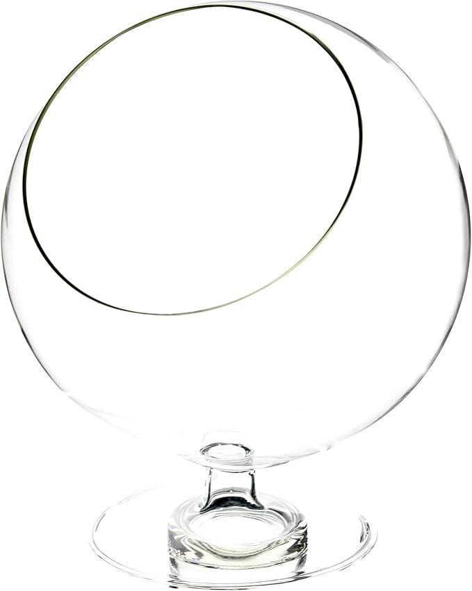 WGV Planter Terrarium with Stand, Ball Diameter 6" Height 7", Clear Glass Floral Container Vase, DIY Succulents Outdoor Garden Home Office Decor Slant Cut Orb, 6 Pieces