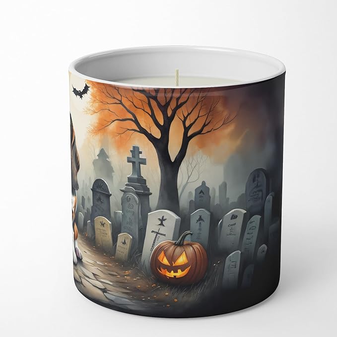 Caroline's Treasures DAC2010CDL Basset Hound Spooky Halloween Decorative Soy Candle Nature Soy Wax Essential Oil Home Decor Ideal for Bedroom Kitchen Bath Office Gift, 10 oz