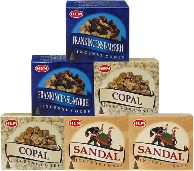 Sandalo Copal Incense Cones & Holder Bundle Variety Pack from Hem Trumiri Insense Inscents Insencents Insence