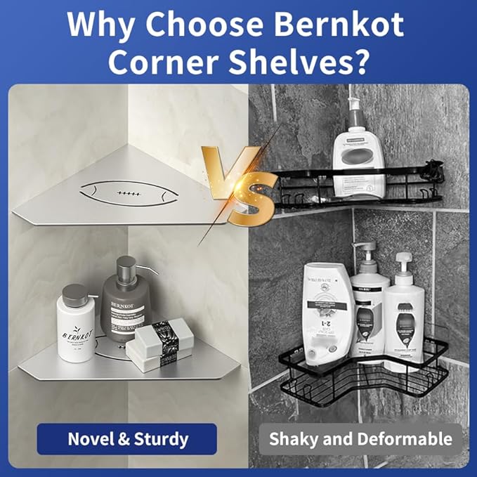 Corner Bathroom Shelf 10", 304 Stainless Steel Pentagonal Heavy Duty Floating Shelf with Football Hollows for Tiled Wall (Brushed)