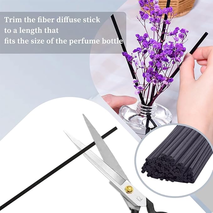 Reed Diffuser Sticks - Reed Sticks -Diffuser Refills - Natural Essential Oil Aroma Diffuser Sticks Rattan Wood Replacement for Aroma Fragrance 120 PCS(19cm*3.5mm Black Color)