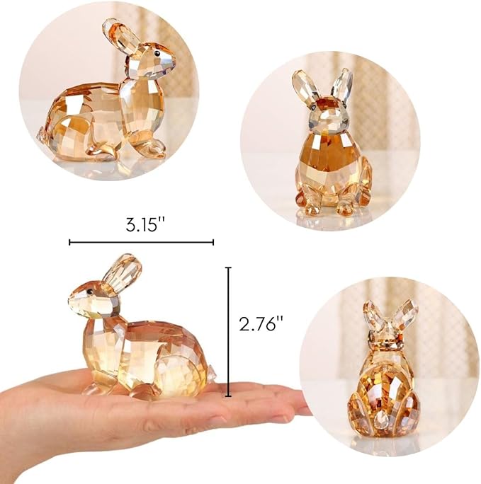 Crystal Rabbit Figurine Faceted Glass Bunny Statue Pink Ornament Animal Collectible Sculpture Handscraft Paperweight Home Decor