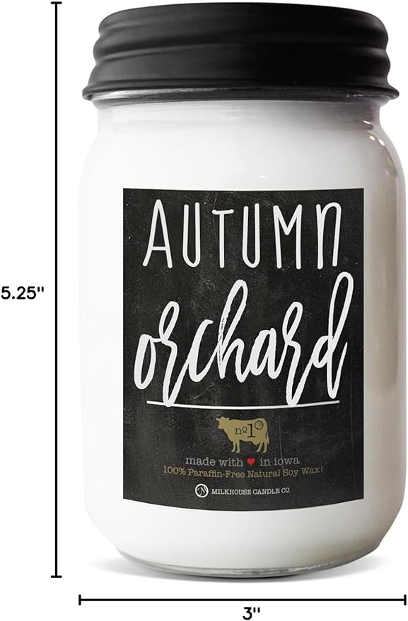 Milkhouse Candle Company - Autumn Orchard - 13oz Beeswax and Soy Candles - Farmhouse Collection - 100% Natural, Paraffin Free, with Premium Fragrance Oil, Glass Jars with Lids