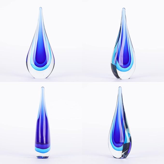 DOVDOV Hand-Blown Glass Sculpture, Unique Mediterranean Decorative Glass, Suitable for Office, Bookshelf, Living Room Coffee Table, Mantelpiece Filling
