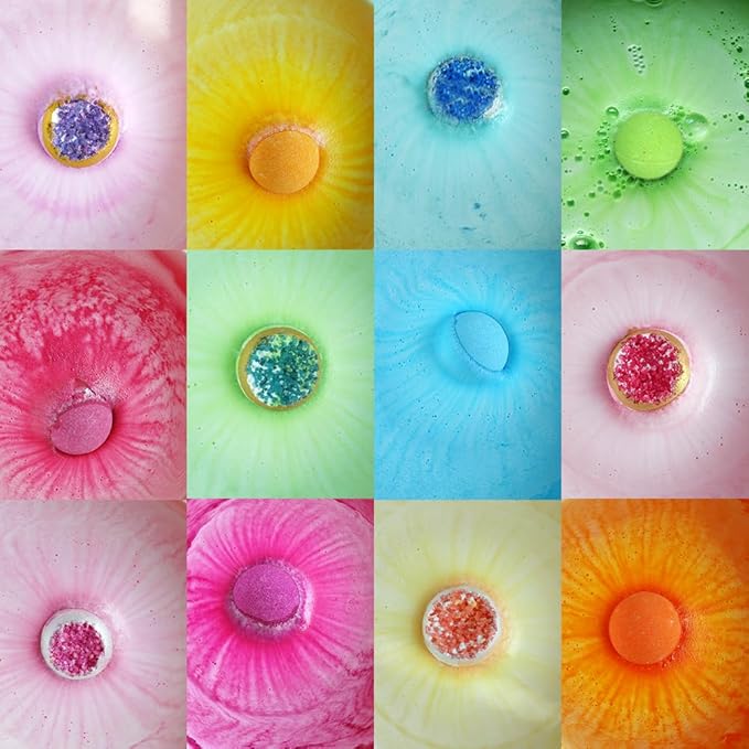 KAV Bath Bombs for Women Gift Set 12pcs, All Natural Organic Bubble Home Spa Bathbomb Gift Set for Her, Wife, Girlfriend, Mother, Christmas, Stocking Stuffer