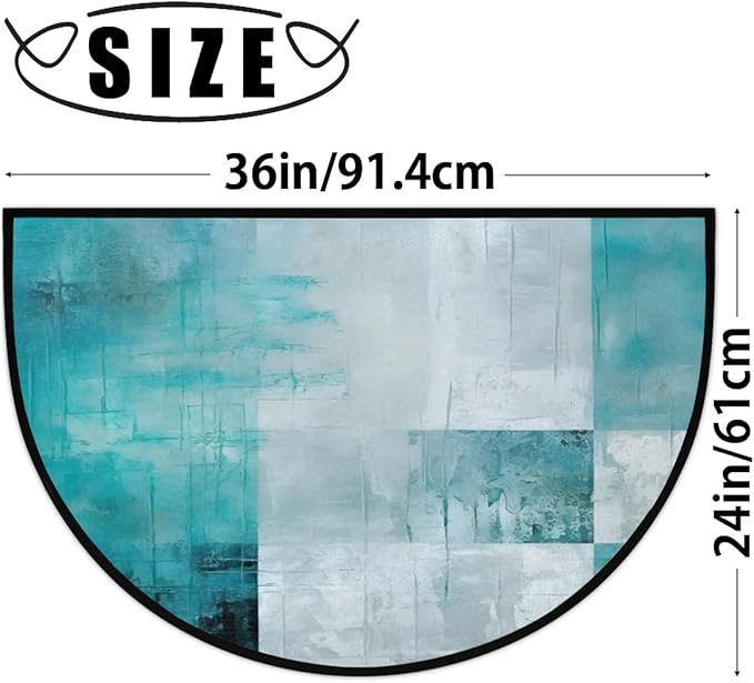 Doormat Half Round Rug Non-Slip Floor Mats Turquoise Bathroom Rugs Modern Home Living Room Decorative Rugs Abstract Green Texture