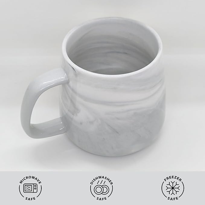 Ceramic Coffee Mug, Gray Marble Pattern Coffee Cups 12 Oz, Aesthetic Stoneware Cups, Coffee Mugs For Men, Dishwasher Safe, Microwave Safe