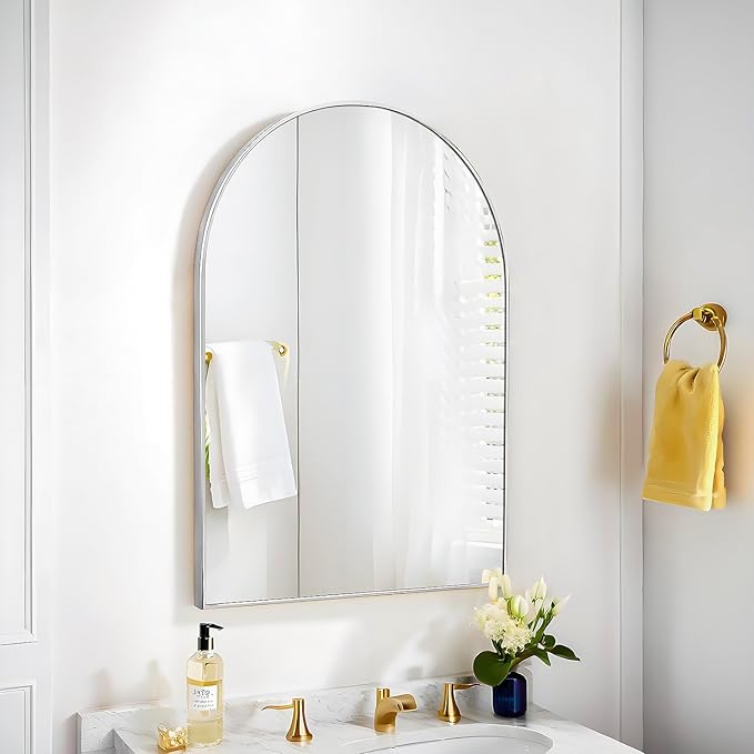 20x30 Arch Mirror Square Wall Mounted Metal Frame Mirrors for Entryway Bedroom Bathroom Living Room 20 30 inch Gold Black - Silver