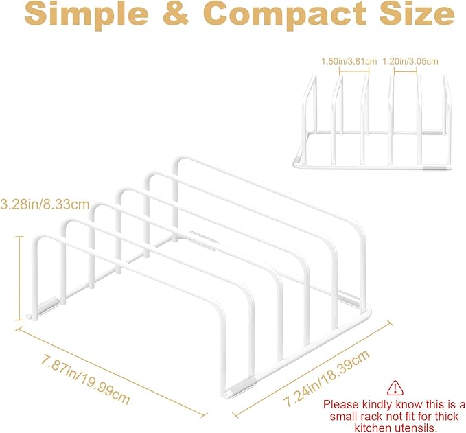 Cutting Board Organizer, 2Pcs Cutting Board Holder Rack Baking Cookie Pan Sheets Cooling Small Racks Storage Stand for Kitchen Cabinet Countertop Bakeware Organizer 7.87 x 7.2 x 3.15 White