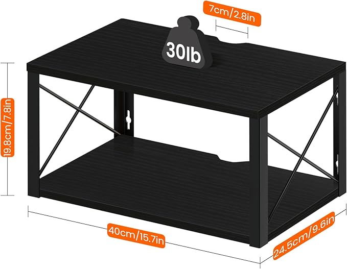 Homode Floating Nightstand, 2 Tier Wall Mounted Nightstand with Cable Hole, Wooden Floating Bedside Table, Bedside Wall Shelf for Bedroom Bathroom Living Room Kitchen Office, Black