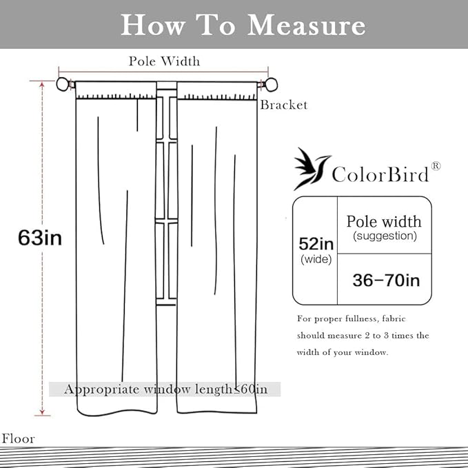 ColorBird Sage Green Boho Curtains for Bedroom 63 inch Length, 2 Panels Farmhouse Linen Curtains Living Room Darkening Drapes, Embroidered Country Window Curtain for Dining Nursery Closet