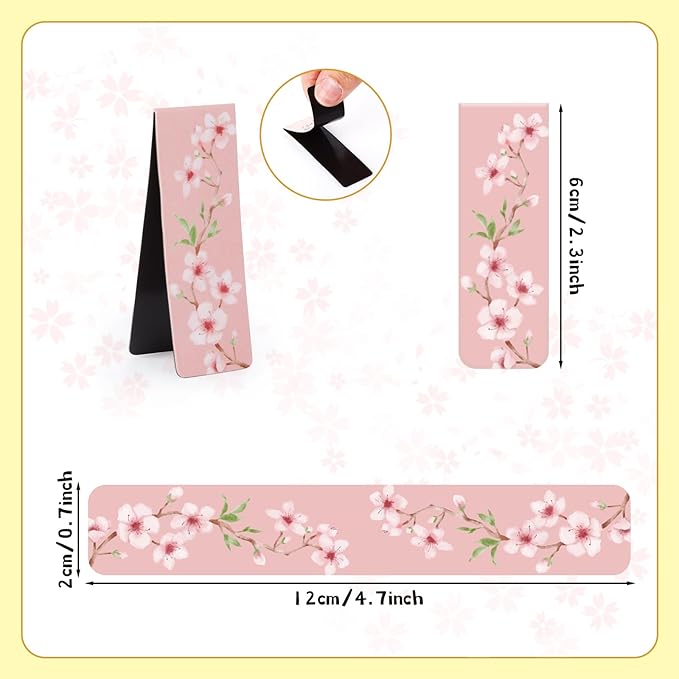 48 Pieces Floral Magnetic Bookmark Book Marker Clip Sublimation Bookmarks, Magnetic Page Markers Clips for Kids Students Teachers Classroom Office Reading Book Lovers Supplies