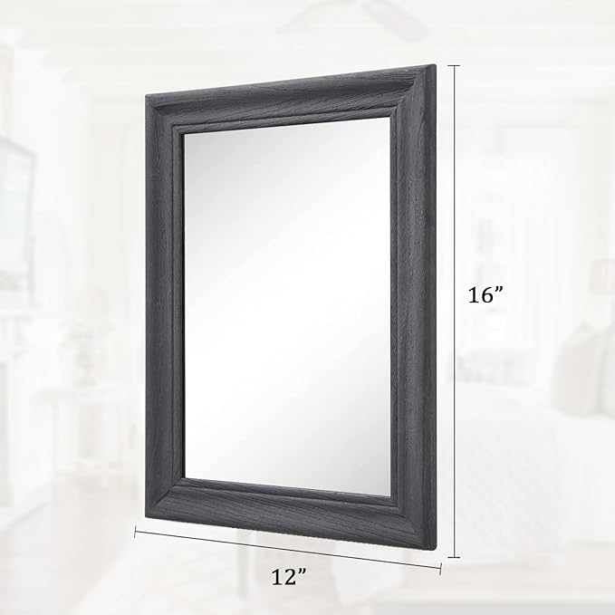 Retro Wall Mirror with Wood Frame Farmhouse Rectangle Hanging Mirrors Decorative for Bathroom Bedroom Living Room