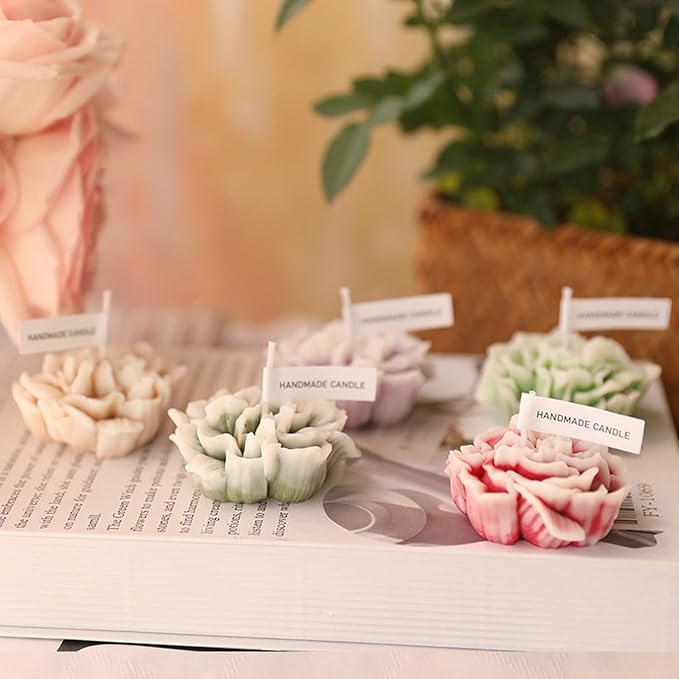 Carnation Flower Shaped Scented Candle,Handmade Aroma Soy Wax Decorative Candle for Table Photo Prop Birthday Gift,Prefect for Meditation Stress Relief Mood Boosting Bath Yoga (Purple)