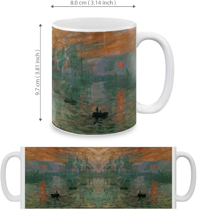 MUGBREW Classic Art Claude Monet Impression Sunrise Ceramic Coffee Mug Tea Cup, 11 OZ