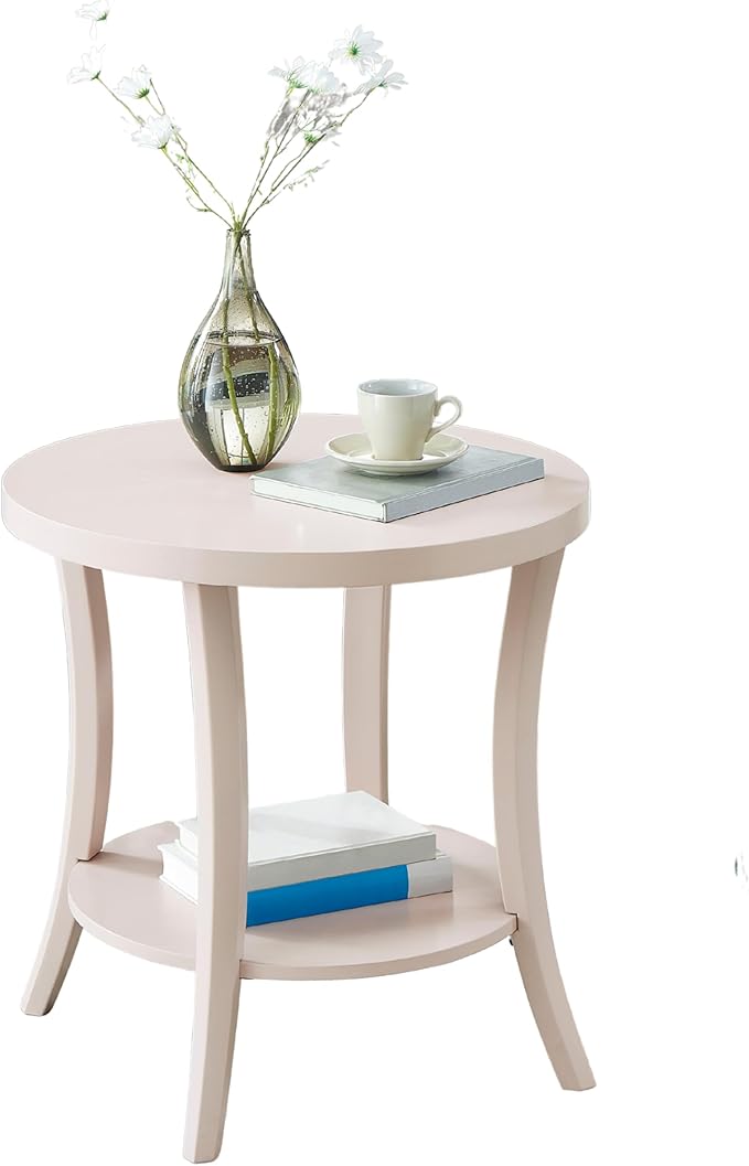 Roundhill Furniture Perth Contemporary Round End Table with Shelf