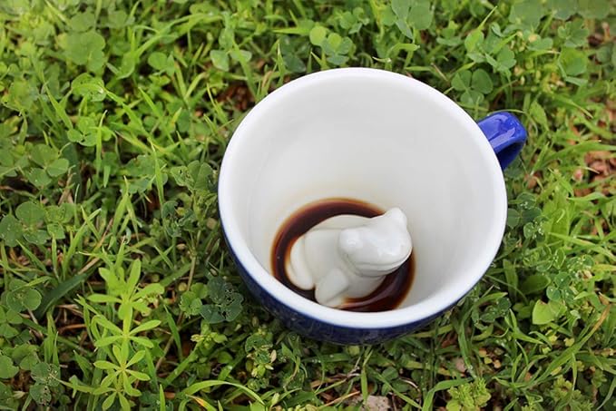 Creature Cups FROG Ceramic Cup (11 Ounce, Cobalt Blue) - Hidden 3D Animal Inside Mug Emerges As You Drink - Holiday, Birthday and Housewarming Drinkware Gift for Coffee & Tea Lovers