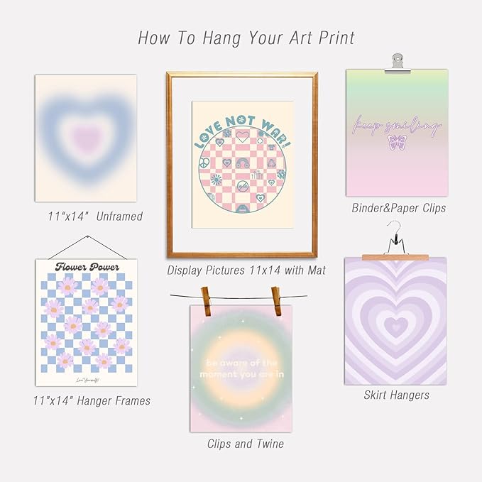 InSimSea Wall Art Prints Poster Pastel Art Posters for Room Aesthetic Wall Decor, 11x14in Purple Preppy Aesthetic Room Picuters for Living Room Bedroom, Bathroom Decor (UNFRAMED)