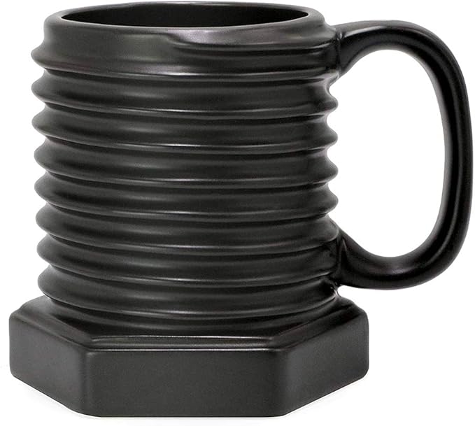 3D Ceramic Cool Mug Black Coffee Mugs Porcelain Attractive Day Gift Mug-Screw Cap Shape Durable Cup Gifts for Man Father Dad Grandfather Women Home Office 12 oz