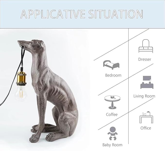 GY Dog Animal Table Lamp Modern Animal Shape Table Lamp Vintage Resin Lighting Perfect for Bedroom, Living Room, Office, College Dorm