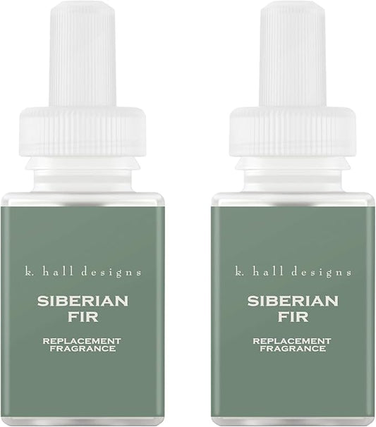 Pura & K. Hall Designs Home Scent Refill - Smart Home Air Diffuser - Up to 120-Hours of Premium Fragrance per Refill - Household Essential - Clean Diffuser Fragrance - 2 Pack, Siberian Fir