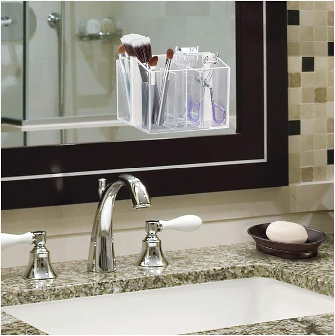 iDesign York Countertop Bar Soap Dish, Metal Soap Holder for Bathroom, Shower, Vanity, 3.87" x 5.5" x 1.4", Bronze