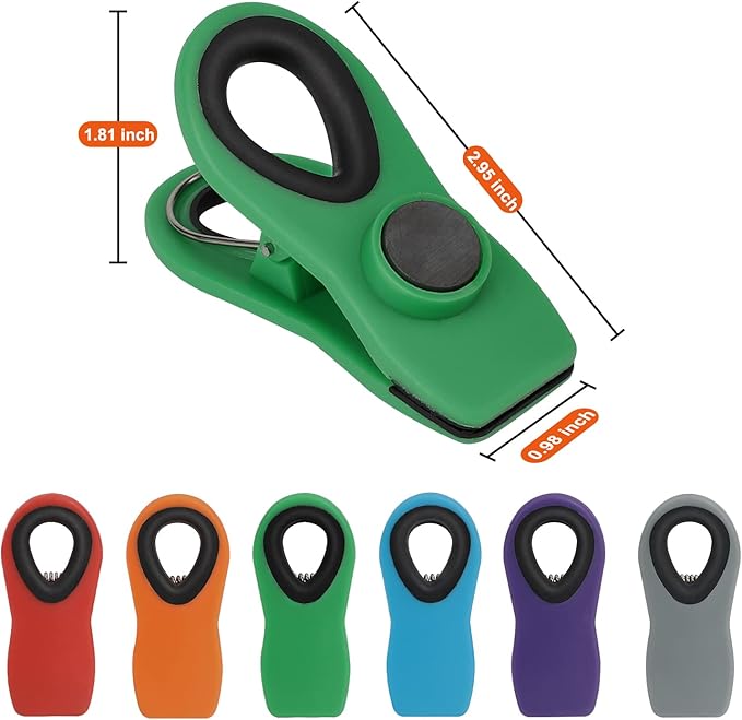 TACGEA Chip Clips, Magnetic Bag Clips with Air Tight Seal for Food Storage, 12 Pieces, Multicolor