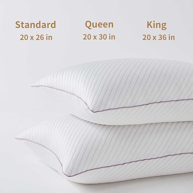 Pillows Standard Size Set of 2 Cooling Shredded Memory Foam Pillows for Bed