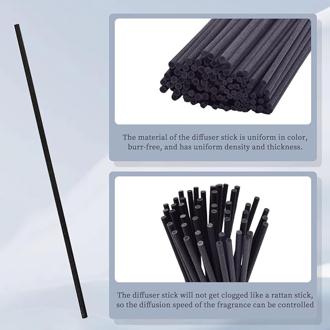 Reed Diffuser Sticks - Reed Sticks -Diffuser Refills - Natural Essential Oil Aroma Diffuser Sticks Rattan Wood Replacement for Aroma Fragrance 120 PCS(19cm*3.5mm Black Color)