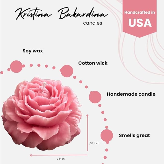 Floral Soy Candle Gift Set, Valetntine's Candles, Handmade Candles for Home, Office, Weddings & Birthdays, Soy Wax Candles, Present Box with Candles, Peony Candles