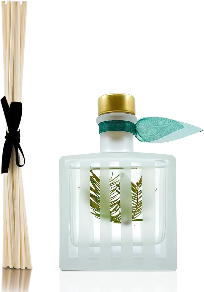 LOVSPA Birchwood Pine Essential Oil Reed Diffuser Gift Set | Balsam Fir, White Pine and Amber | Great Aromatherapy Gift for Mom, Dad, Grandma or Aunt