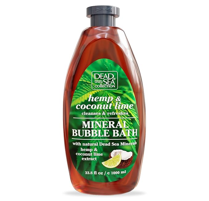 Dead Sea Collection Hemp & Coconut Lime Bubble Bath for Women and Men with Pure Minerals - Nourishing and Moisturizing Skin - 33.8 Fl. Oz